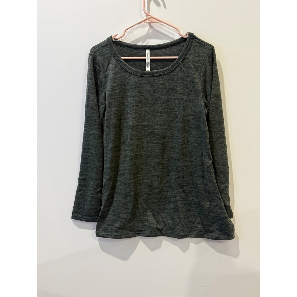 Forgotten Grace Tunic Top Womens Medium Gray Excellent Long Sleeve Marled Knit